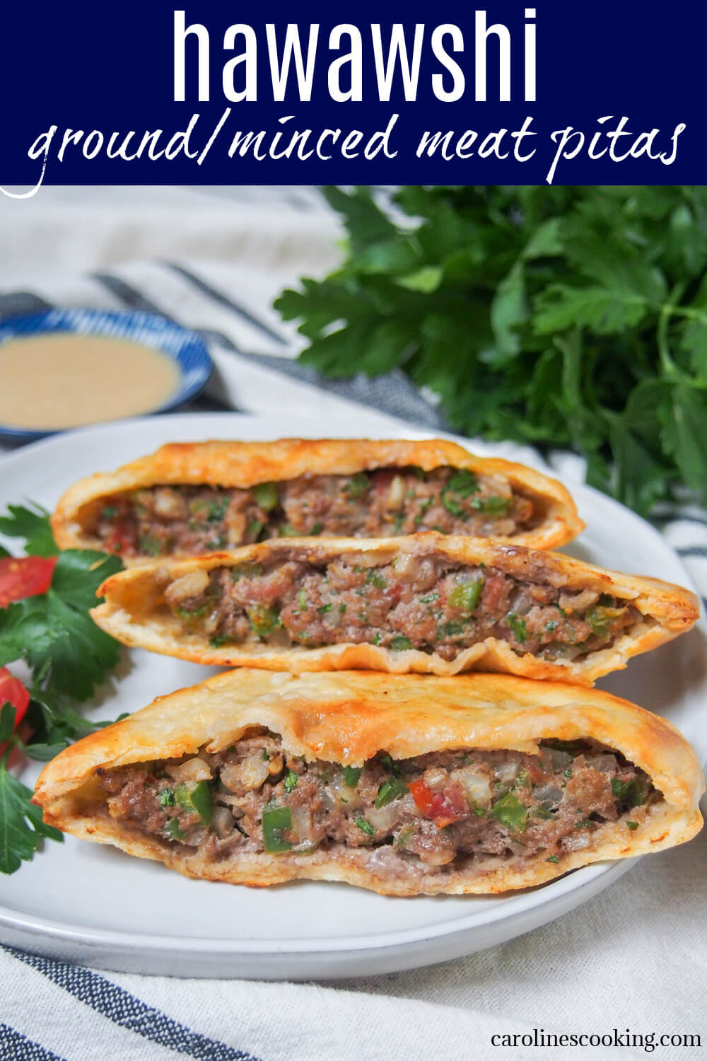 Hawawshi is a traditional Egyptian street food that's essentially a baked ground/minced meat pita sandwich. The spiced and vegetable-loaded meat filling is flavorful and the bread crisps up as it cooks. Perfect as a handheld snack or light meal. Hawawshi is a traditional Egyptian street food that's essentially a baked ground/minced meat pita sandwich. The spiced and vegetable-loaded meat filling is flavorful and the bread crisps up as it cooks. Perfect as a handheld snack or light meal.