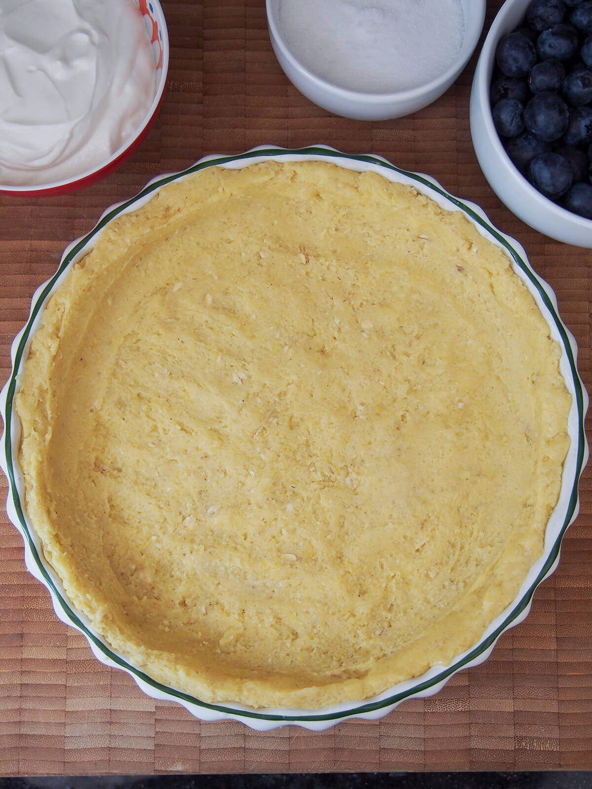 base pressed into baking dish