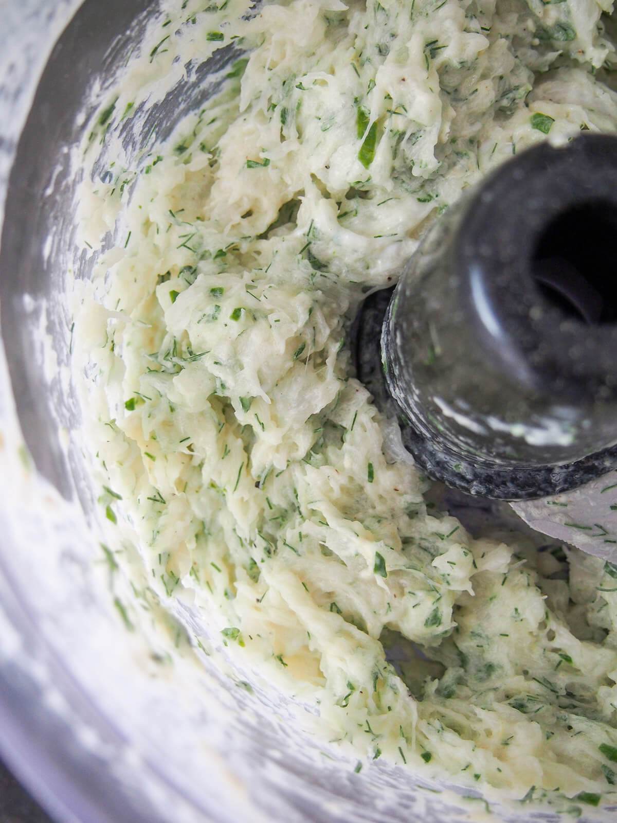 fiskefrikadeller (Danish fish cakes) mixture fish cake mixture in food processor