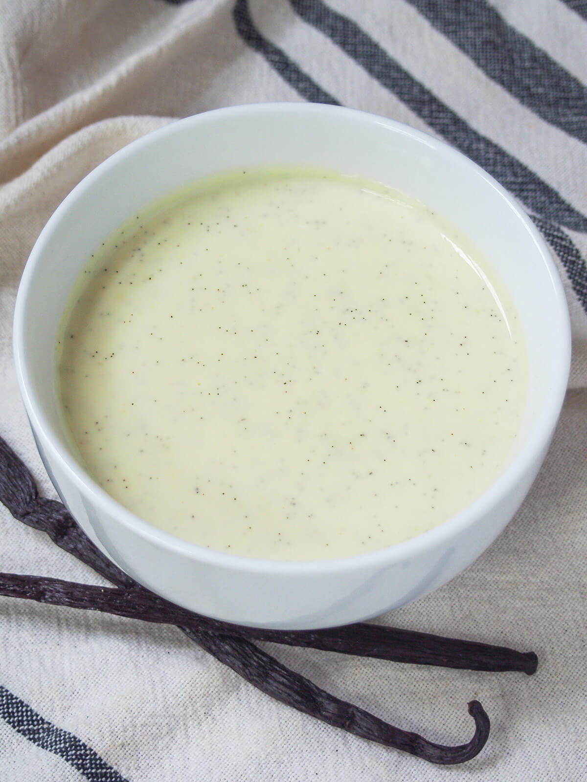 close view of Vanillesosse German vanilla sauce