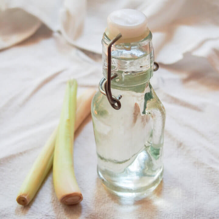 small bottle of lemongrass syrup