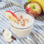 glass of apple banana smoothie.