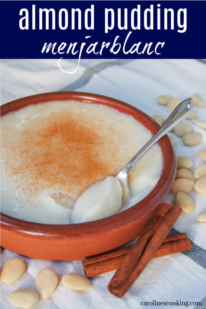 Menjarblanc is a dessert from Catalunya that is incredibly simple, yet tastes rich and creamy. It's essentially an almond pudding, thickened to become almost set and infused with a hint of lemon and cinnamon. Comforting and delicious.