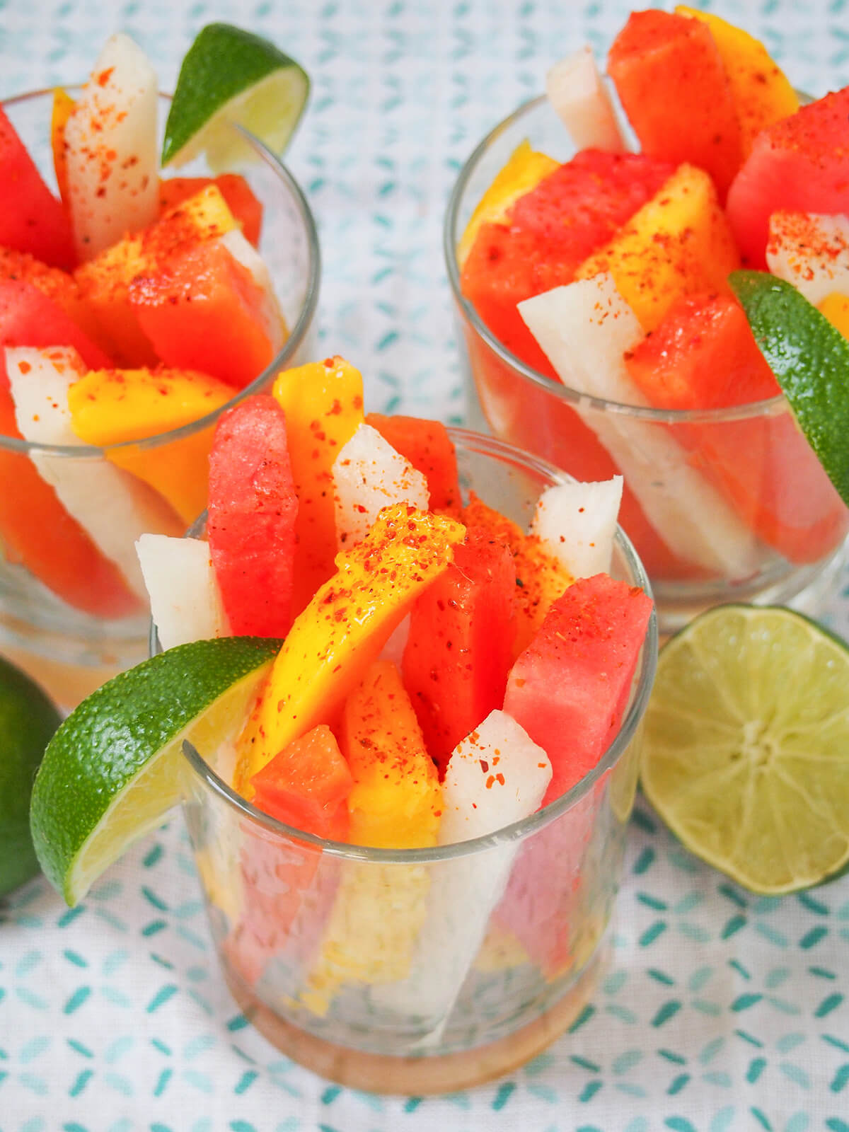 close view of Mexican fruit cups.