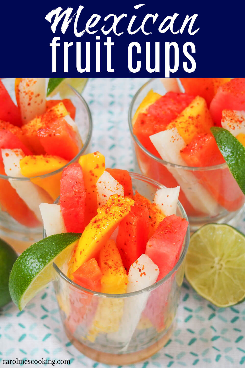 Mexican fruit cups are a popular street food that are so easy to make at home. Perfect for parties, or simply to snack on. Wonderfully refreshing on a warm day.