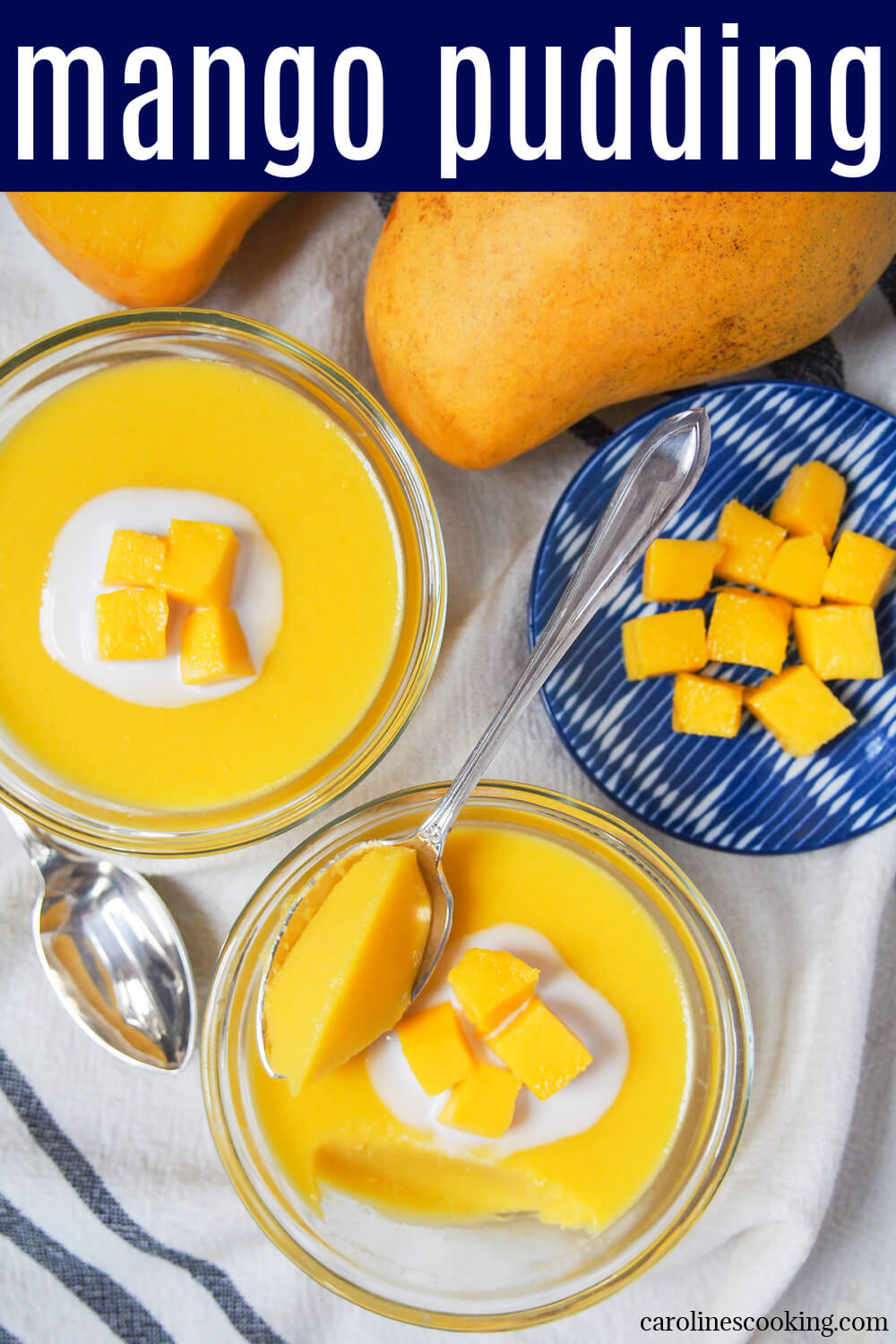 This Hong Kong style mango pudding is packed with mango flavor, with a jello-like but smooth, gently creamy texture. It's easy to make, made ahead, and easy to scale up or down. Such a delicious fruity treat.