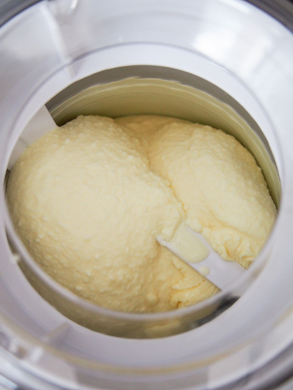 ice cream churning in ice cream maker