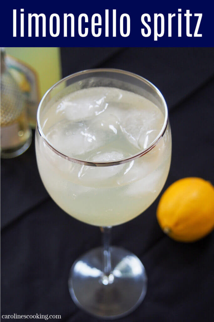 A limoncello spritz is a lovely balance of bubbles, tart citrus and mellow prosecco flavors. It's light, bright and perfect served icy cold on a warm day.