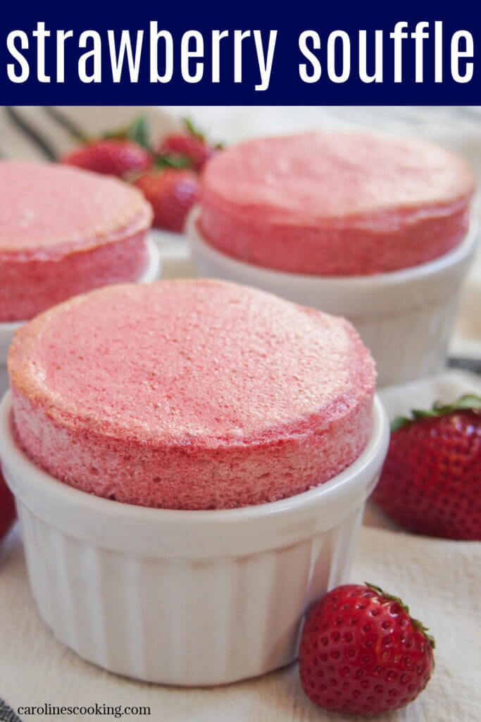 Strawberry souffle is packed with strawberry flavor with a light and luscious texture. They look impressive so make a great dessert to serve guests. Best of all, they're easier to make than you might think, with just a few ingredients, so be sure to try them soon.