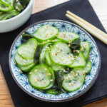 small plate of Japanese cucumber salad, sunomono.