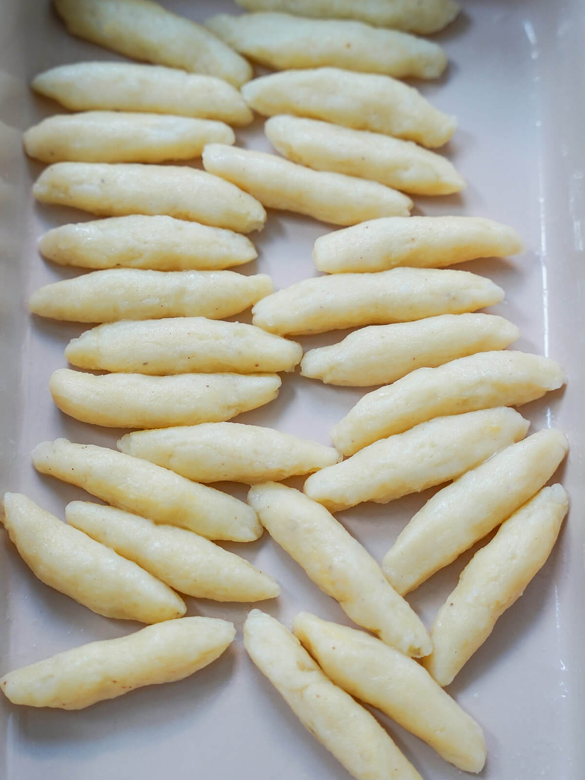 potato dumplings after first cook in water, before frying
