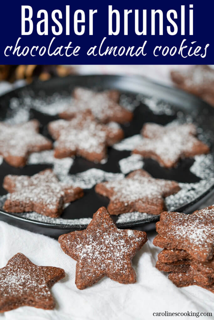 Basler brunsli are a traditional Swiss Christmas cookie made with almonds, chocolate and a touch of spice. You might need to wait a little, but these cookies are easy, naturally gluten free and deliciously good.