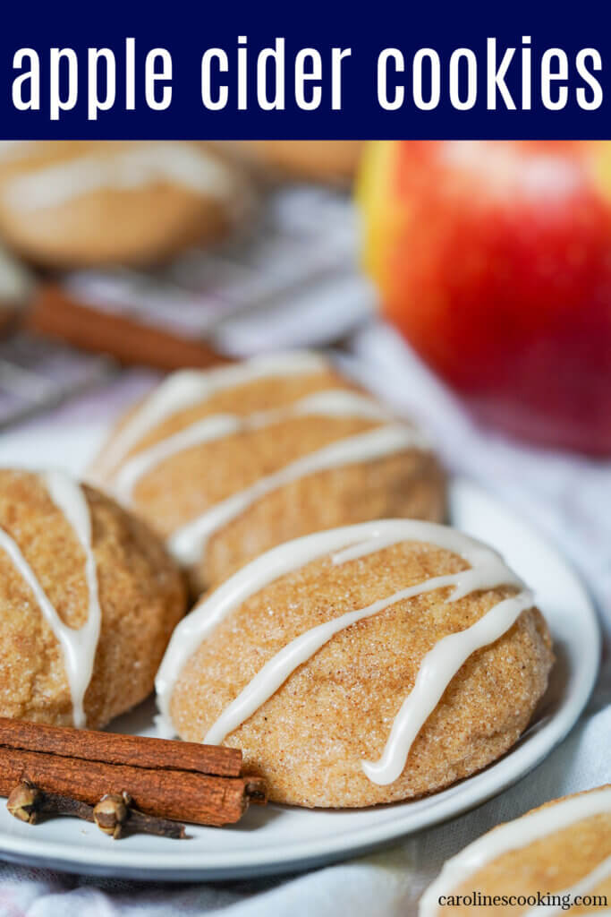 These apple cider cookies are soft, warmly spiced and a delicious taste of fall. Perfect with a cup of coffee (or warm apple cider, of course), for snacking and more.