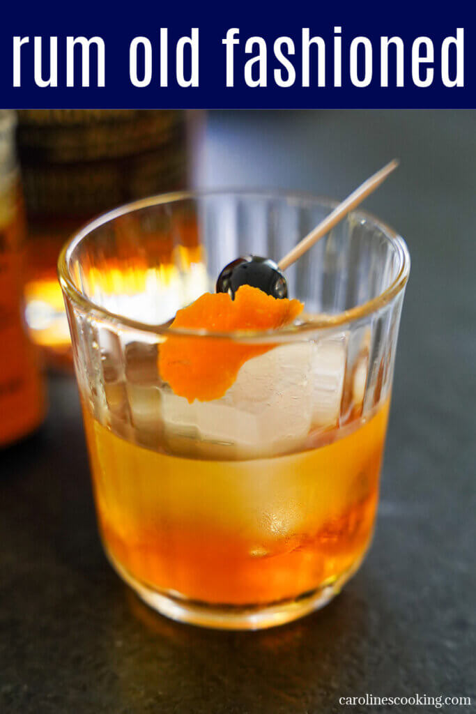 This rum old fashioned is a simple yet complex-tasting cocktail. It's spirit-forward, with hints of warm spice and sweetness. Perfect to sip on on a chilly night.