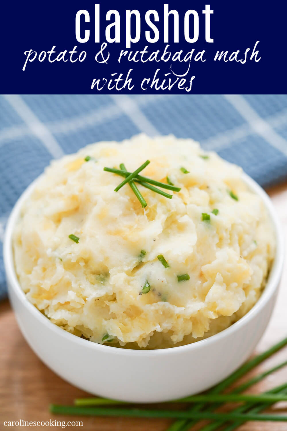 Clapshot is an easy, traditional side made of mashed potato, rutabaga, butter and chives. It's quick to make, versatile and perfect with haggis, mince and more.