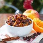 close view of bowl of sugar free mincemeat.
