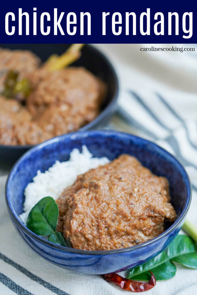 Chicken rendang is full of the classic, delicious rich spice and aromatic flavors you'd expect, but is a little quicker (and lighter) than the beef version. You need a little patience but most is hands off. And it's well worth the wait.