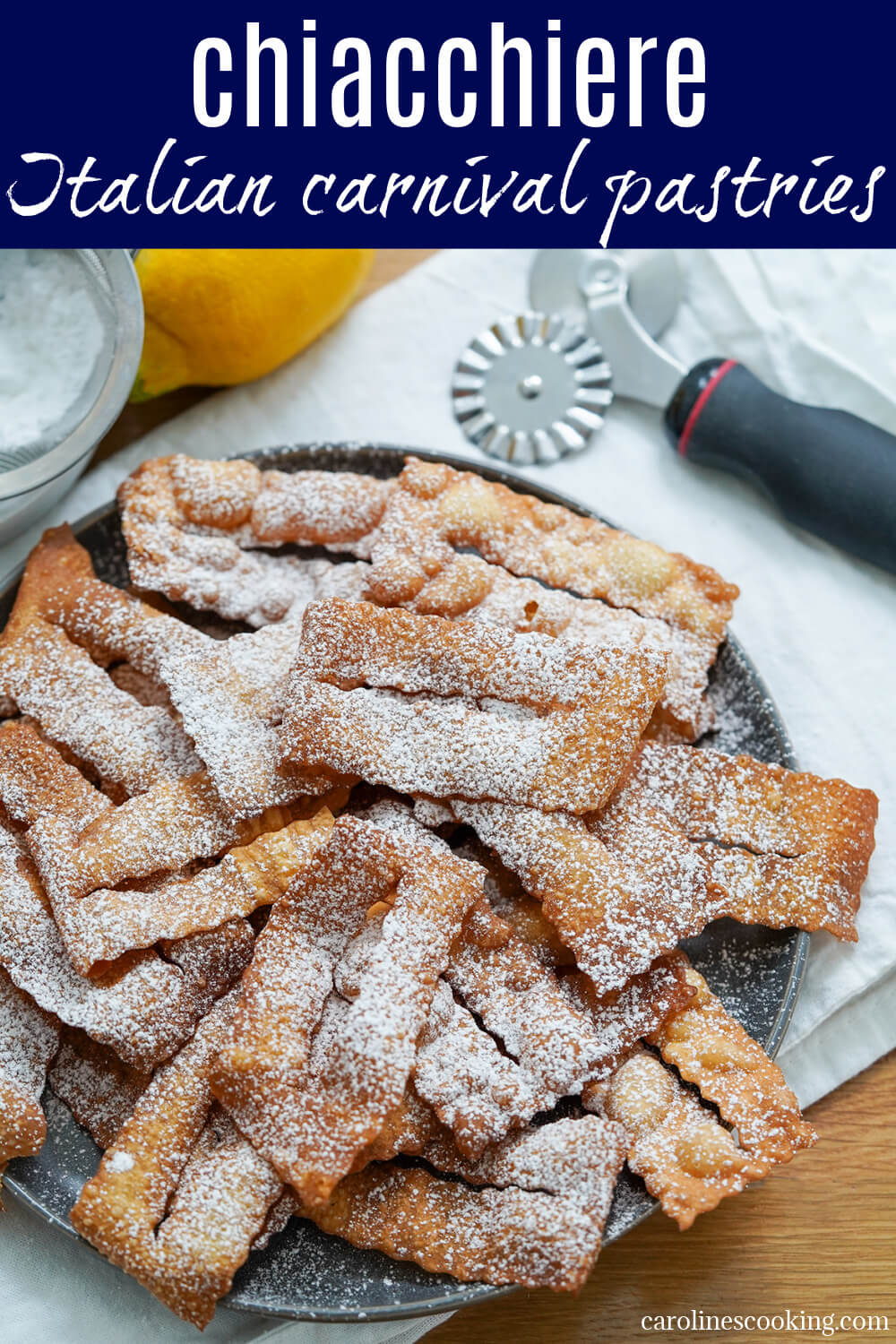 Chiacchiere are super simple, gently sweet pastries that are wonderfully crisp, delicate and addictively tasty. No wonder they're such a favorite during carnival season.