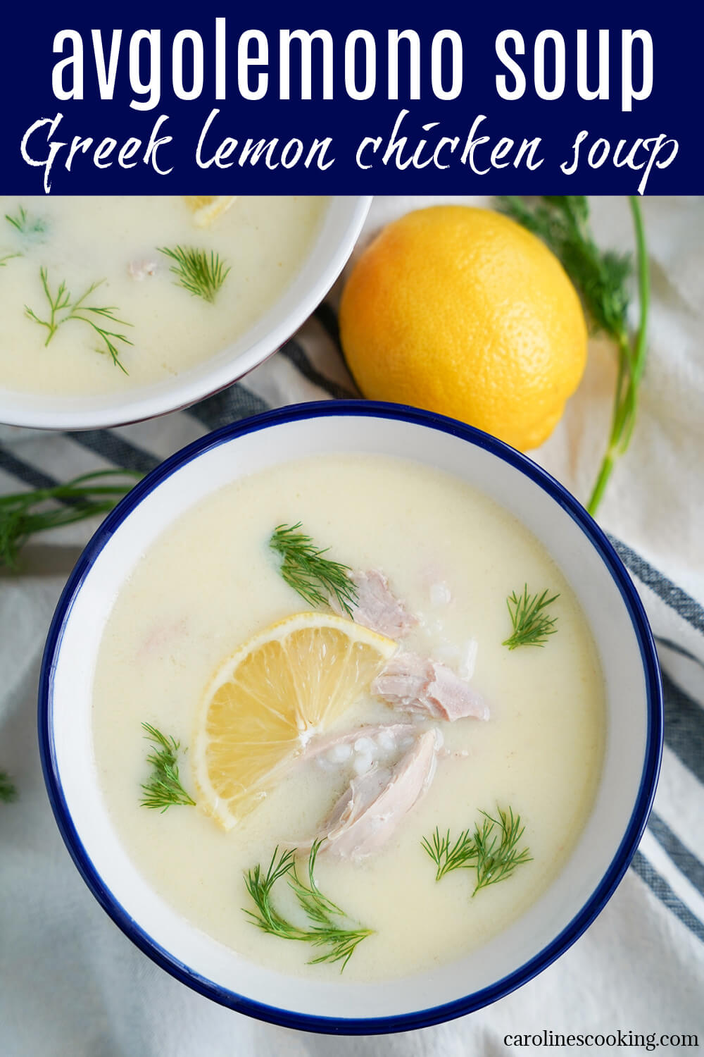 Avgolemono soup is a wonderfully comforting, filling yet light and fresh-flavored Greek lemon chicken soup. It's easy to make and perfect for a cold day.
