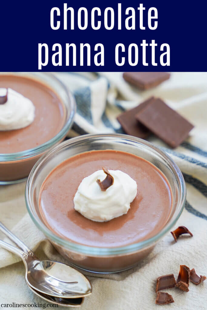 Chocolate panna cotta is a deliciously rich, chocolatey version of the classic creamy Italian dessert. It's easy to make, made ahead and perfect to enjoy any excuse.