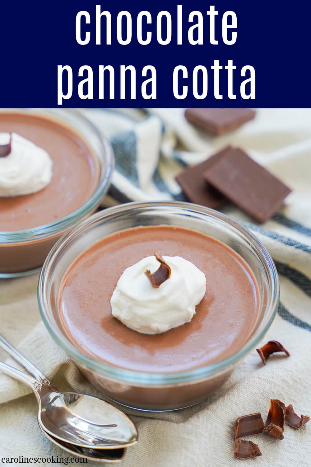 Chocolate panna cotta is a deliciously rich, chocolatey version of the classic creamy Italian dessert. It's easy to make, made ahead and perfect to enjoy any excuse.