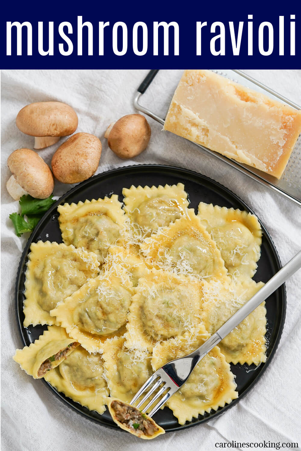 These mushroom ravioli have a delicious earthy, creamy filling that's both comforting and relatively light. Both fresh mushrooms & dried porcini help make these a really flavorful homemade pasta.