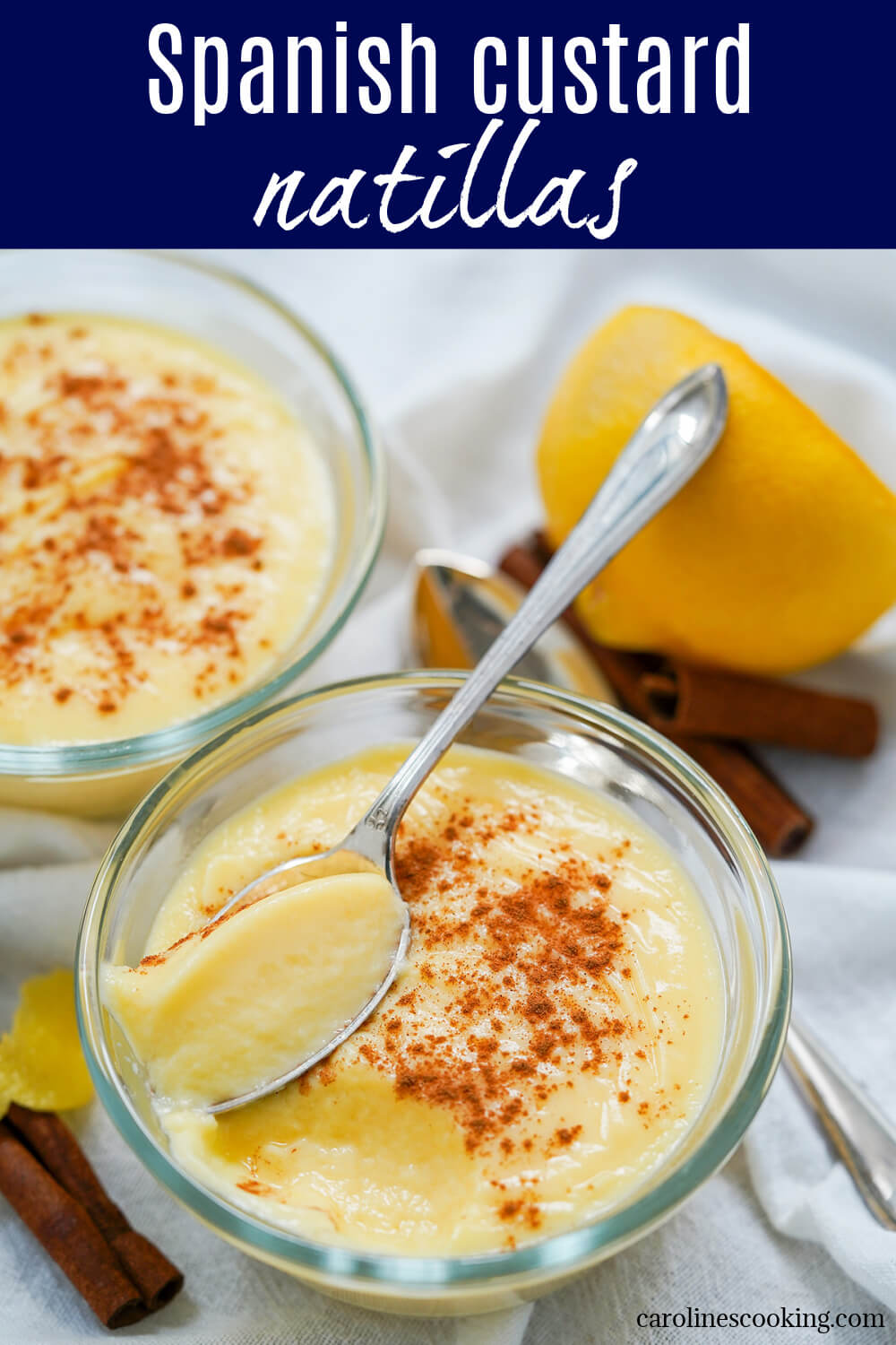 Natillas is a wonderfully smooth and creamy Spanish custard, gently sweet and aromatic with cinnamon. It's easy to make, made ahead, and a delicious dessert or snack.