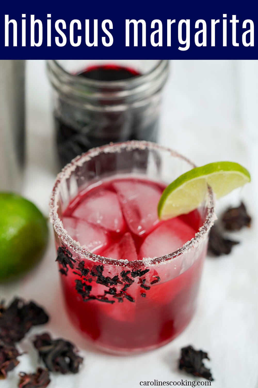 This hibiscus margarita is a beautifully colored and packed with all the classic sweet and tart flavors, with a slight hint of berry notes. It's easy, refreshing and perfect for many occasions.
