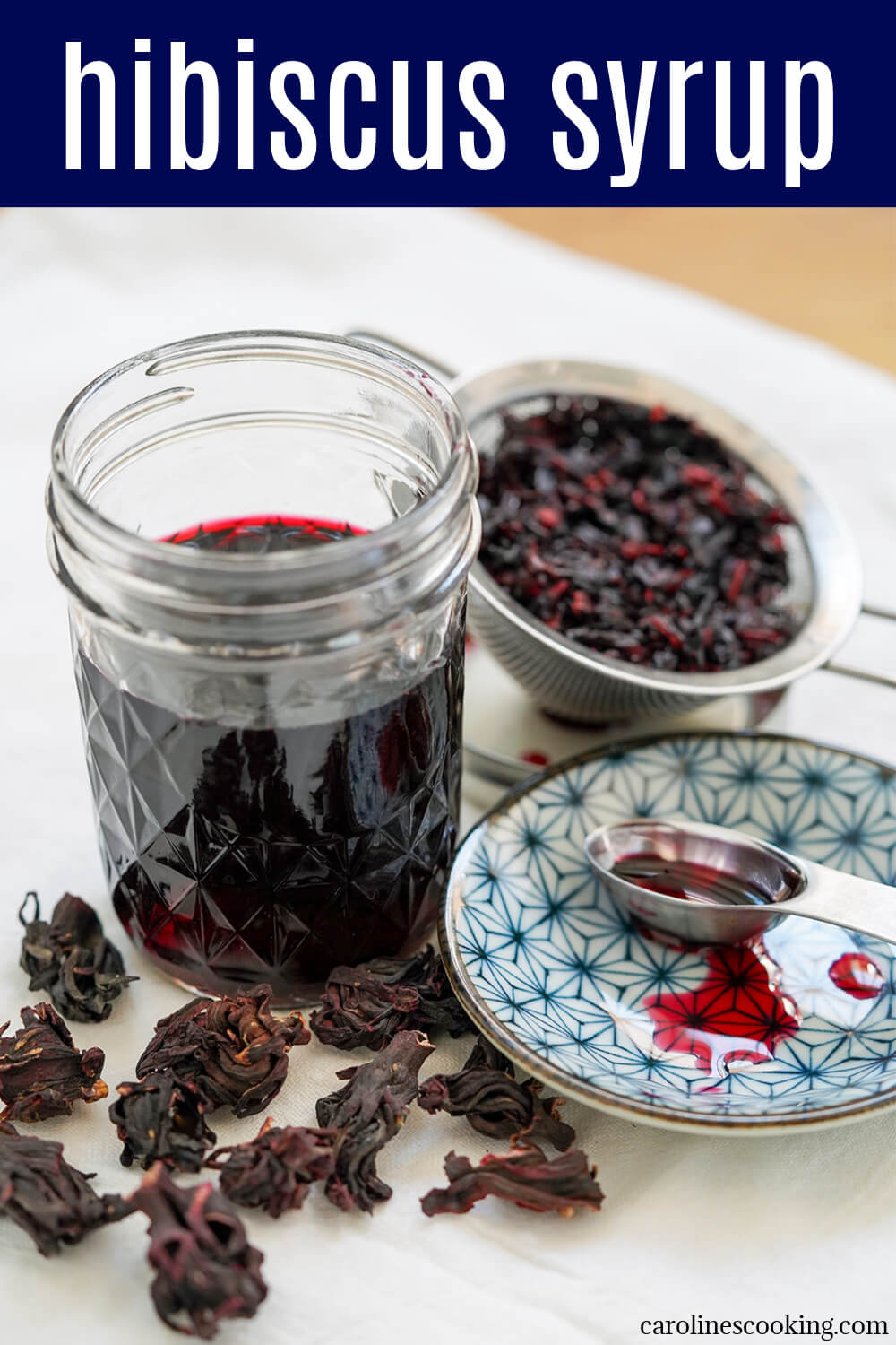 Hibiscus syrup has a beautiful pink color and lovely sweet-tart flavor with berry notes that's sure to add brightness to however you use it, be that cocktails, lemonade, pancakes and more.