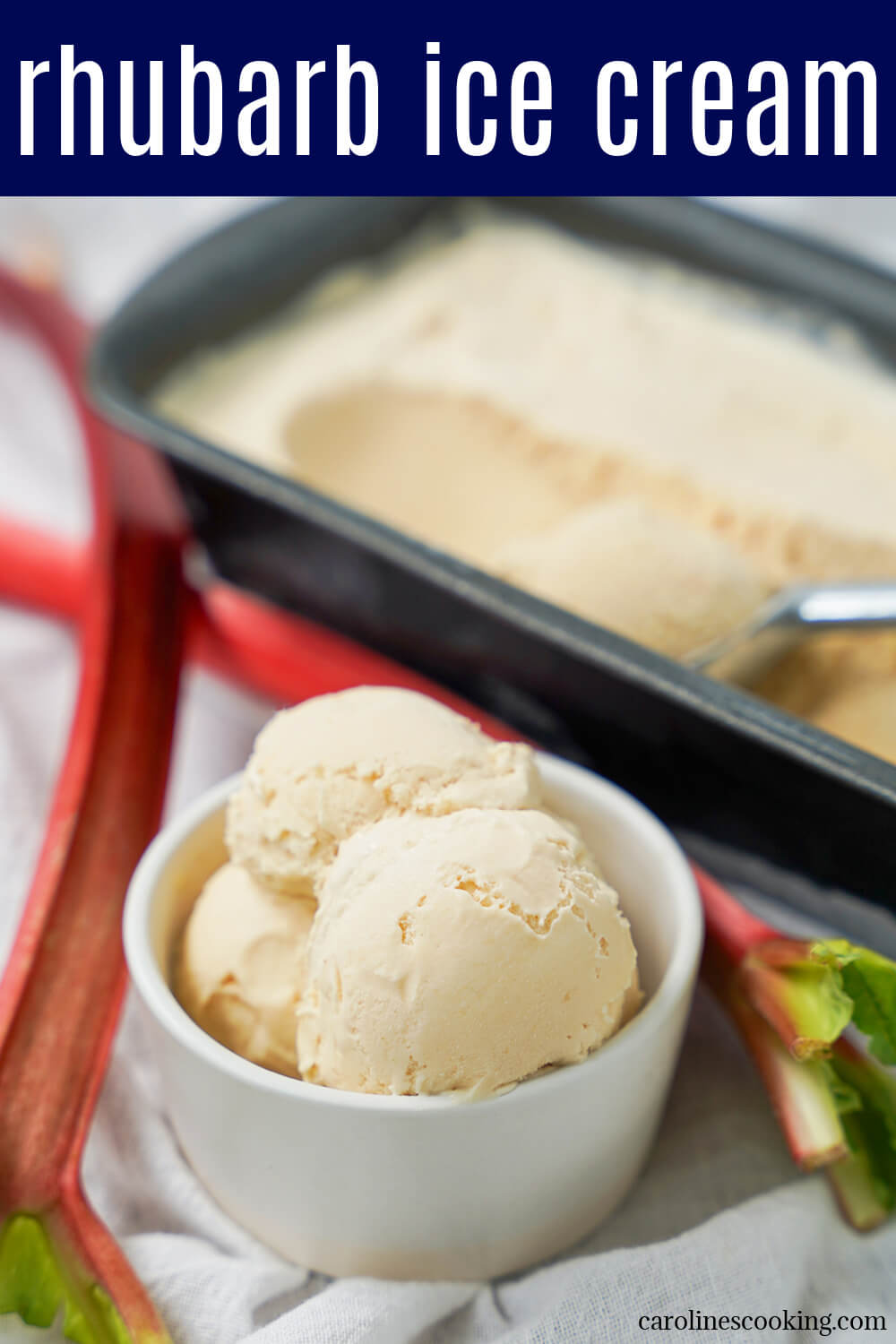 Rhubarb ice cream is a delicious combination of a smooth, creamy custard base and flavorful rhubarb. It has a wonderful sweet-tart flavor that's bright and a great taste of spring.