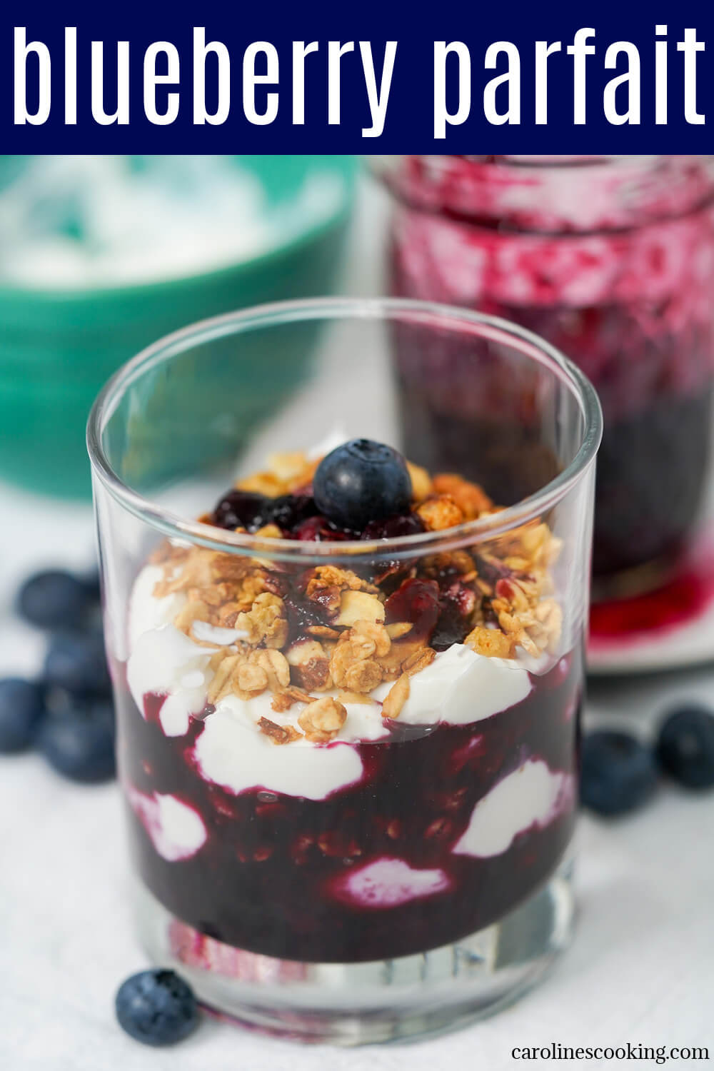 This blueberry parfait is a delicious combination of creamy yogurt, crunchy granola and luscious, fruity blueberry compote. So simple and quick to make, it's great for breakfast or a snack.