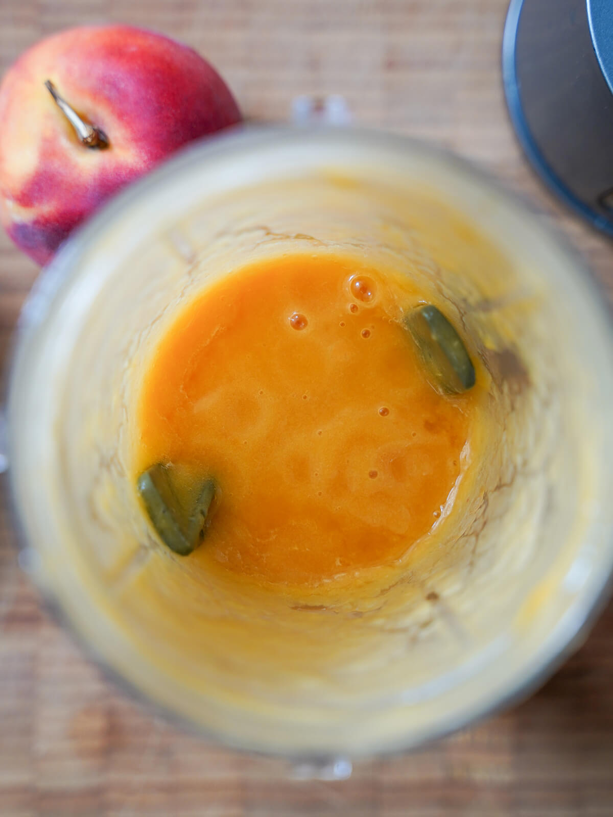 peach puree in blender.