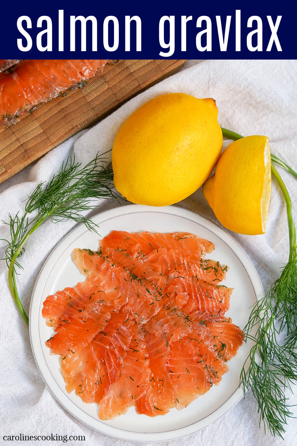 Salmon gravlax tastes similar to smoked salmon, but without the pricetag. This cured salmon is easy to make with a delicate, lightly herbed flavor. Great as an appetizer and more.