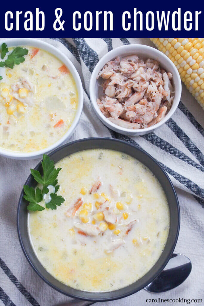 This crab and corn chowder is a delicious combination of flavors that's hearty, comforting and filling yet feels that bit lighter and indulgent with the crab and corn. Perfect for any occasion.
