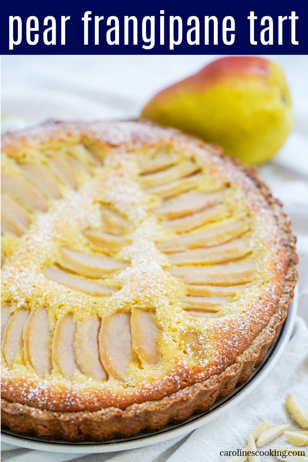 This pear frangipane tart is a delicious combination of tender pears nestled in a soft nutty filling, encased in crisp pastry. Elegant, shareable and perfect to enjoy any excuse. This pear frangipane tart is a delicious combination of tender pears nestled in a soft nutty filling, encased in crisp pastry. Elegant, shareable and perfect to enjoy any excuse.