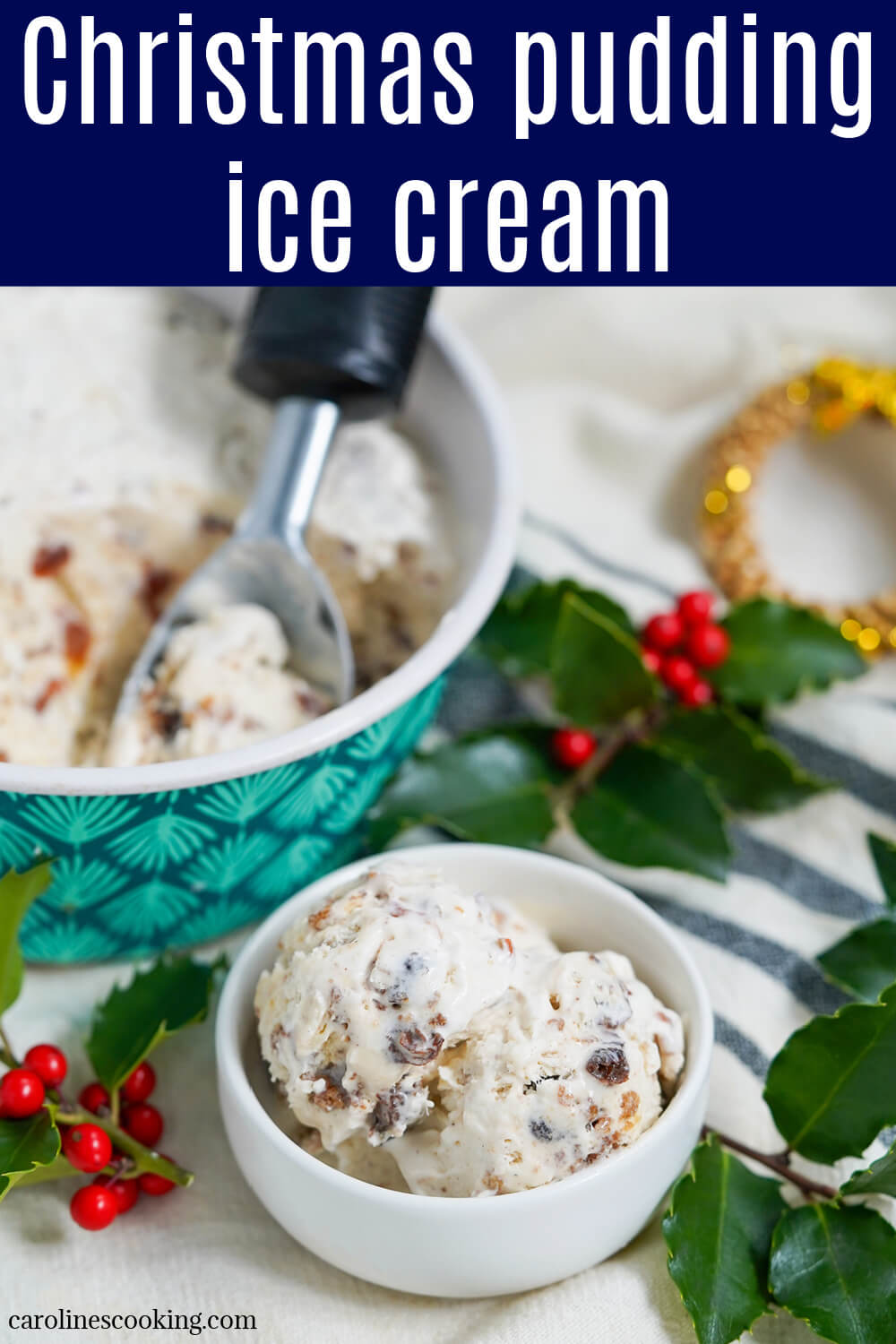 This Christmas pudding ice cream is a delicious way to use up leftovers, or enjoy the festive fruity spiced flavors in a lighter, creamier form. This no churn treat is also so easy to make.