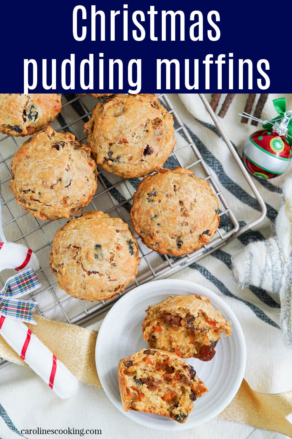 These Christmas pudding muffins are a tasty way to give leftover Christmas pudding a new lease of life! Quick, easy to make, a lovely mix of fruit and spice.