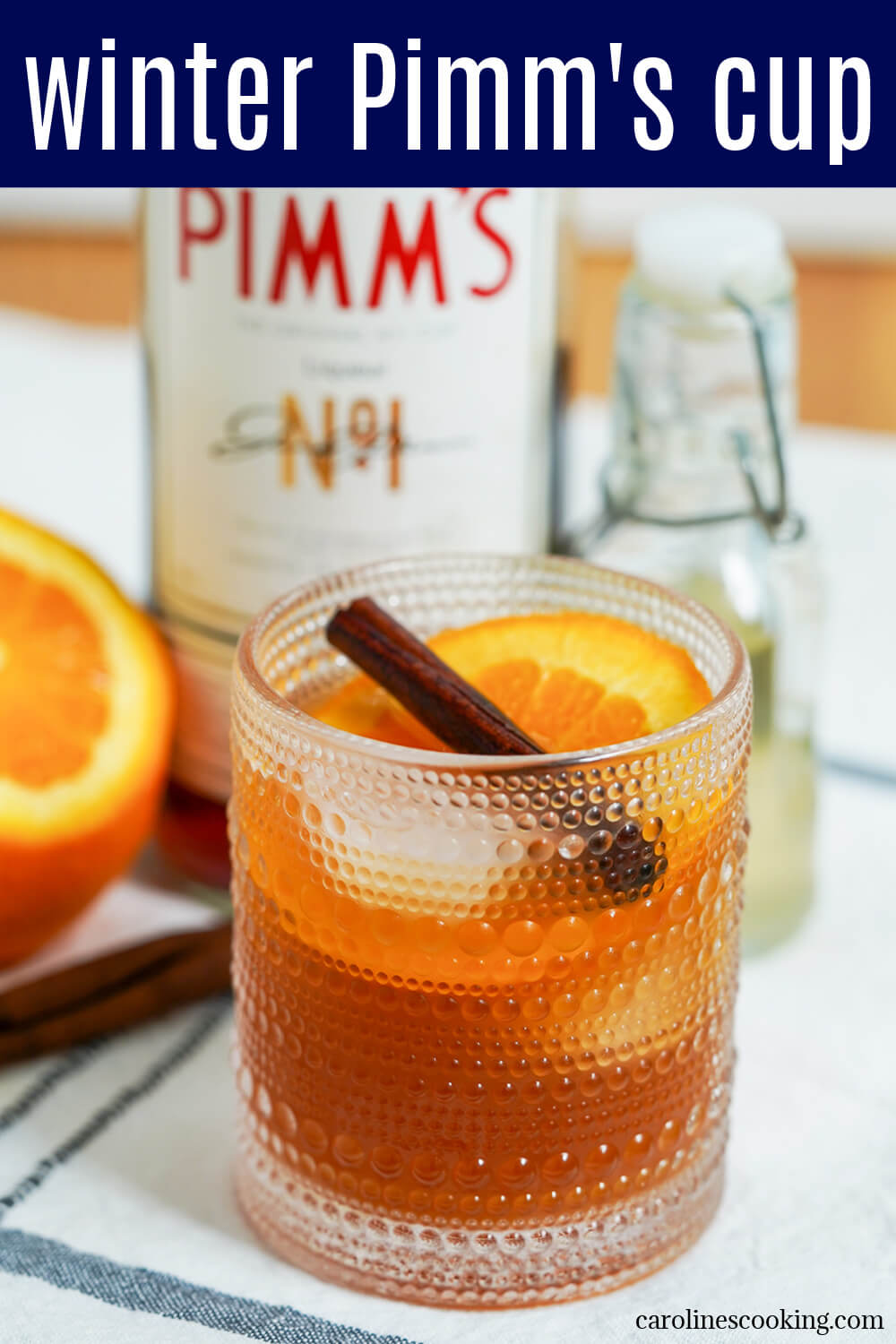 This winter Pimm's cup is a seasonal twist on the classic summer cocktail. It's easy to make, light and wonderfully sippable. Works well to make as a batch, too.