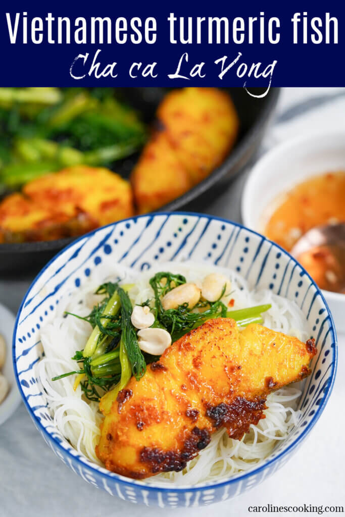 This Vietnamese turmeric fish is easy to make and packed with savory flavor. It's light and makes a delicious meal with the cooked herbs and rice vermicelli.