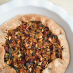 chard and parsnip galette viewed from overhead in dish.