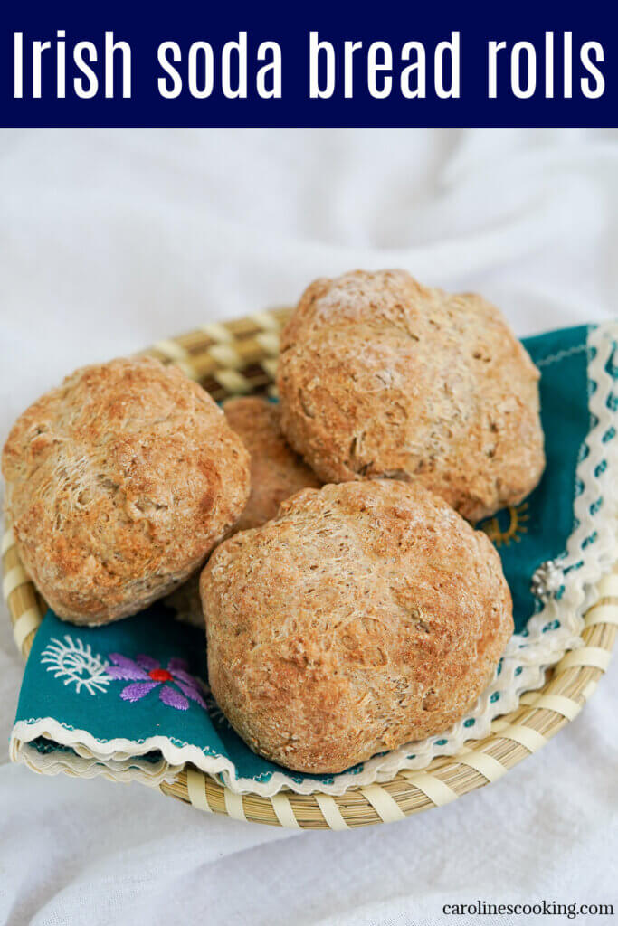These tasty soda bread rolls are so quick and easy to make and perfect to serve alongside soup or a main meal, made into small sandwiches or simply enjoy as a snack.